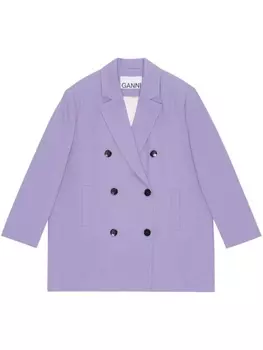 GANNI двубортный пиджак, фиолетовый