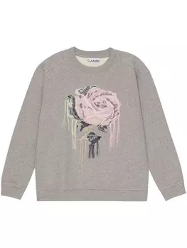 GANNI джемпер с графичным принтом, серый