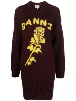 GANNI джемпер вязки интарсия, красный