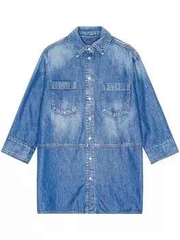 GANNI джинсовая рубашка с логотипом, синий