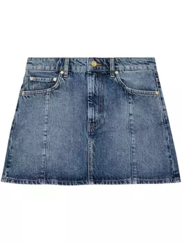 GANNI джинсовая юбка мини с логотипом, синий