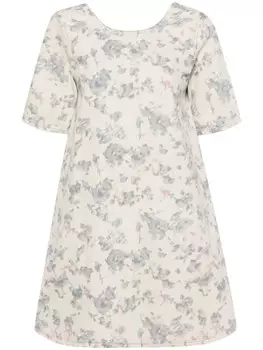 GANNI джинсовое платье с цветочным принтом, нейтральный цвет