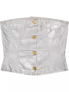 GANNI джинсовый топ из органического хлопка, серебристый