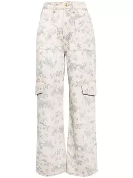 GANNI джинсы Angi с цветочным принтом, нейтральный цвет