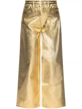 GANNI джинсы с эффектом металлик, золотистый