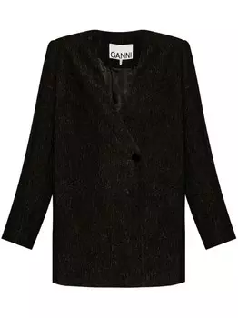 GANNI фактурный жакет без воротника, черный