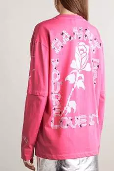 GANNI Футболка из джерси из органического хлопка с принтом, розовый