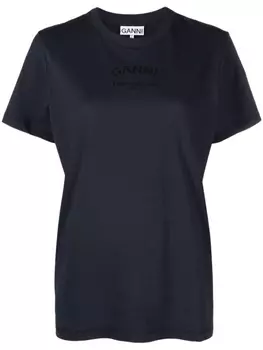 GANNI футболка из органического хлопка с логотипом, синий