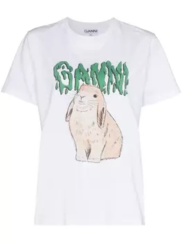GANNI футболка Rabbit с логотипом, белый
