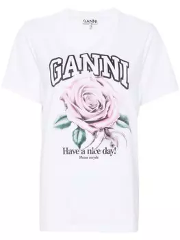 GANNI футболка с графическим принтом, белый