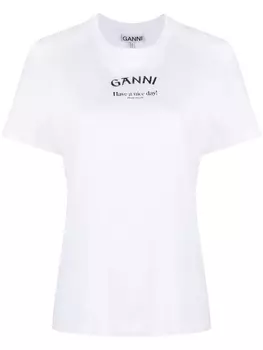 GANNI футболка с логотипом, белый