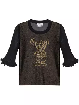 GANNI футболка с логотипом, черный