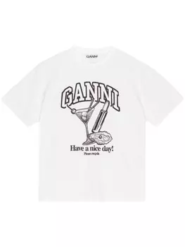 GANNI футболка с принтом Cocktail, белый