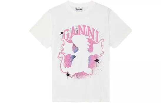 GANNI Футболка SS24 женская белая