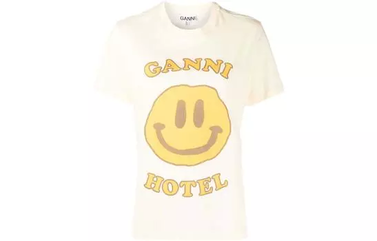 GANNI Футболка женская бежевые