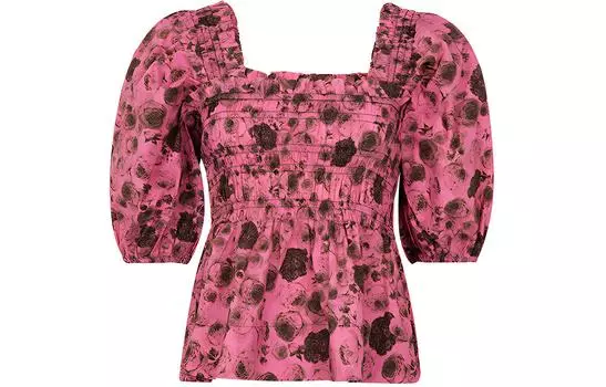 GANNI Футболка женская розовые