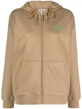 GANNI худи с вышитым логотипом, коричневый