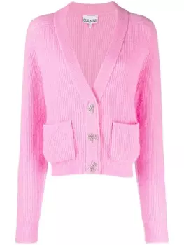 GANNI кардиган на пуговицах, розовый