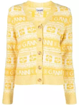 GANNI кардиган с V-образным вырезом, желтый
