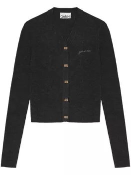 GANNI кардиган с вышитым логотипом, черный