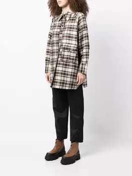 GANNI клетчатая рубашка с длинными рукавами, черный