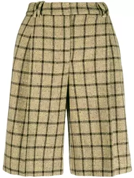 GANNI клетчатые шорты с завышенной талией, нейтральный цвет
