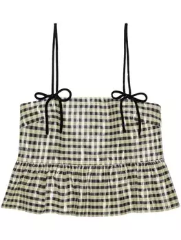 GANNI клетчатый топ с баской, желтый