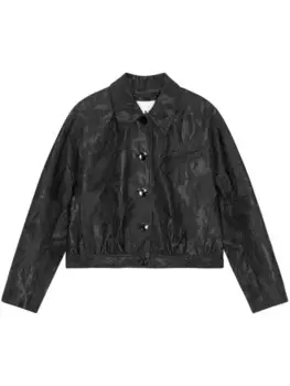 GANNI короткая фактурная куртка, черный