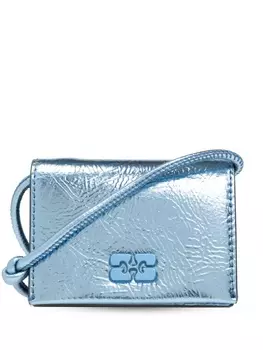 GANNI кошелек из металлической кожи с бантом на ремешке, синий