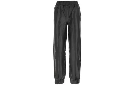 GANNI Кожаные брюки женские черные