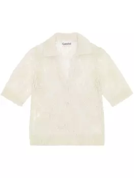 GANNI кружевная рубашка поло из органического хлопка, нейтральный цвет
