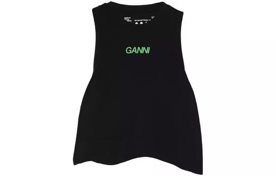 GANNI Майка женская черная