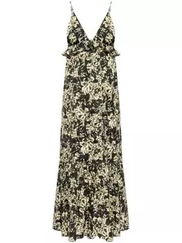 GANNI макси-платье с цветочным принтом, черный