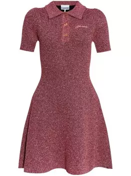 GANNI мини-платье с люрексом, розовый