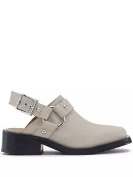 GANNI мюли с ремешком на пятке и заклепками, нейтральный цвет