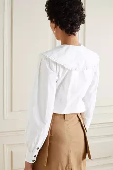 GANNI + NET SUSTAIN блузка из органического хлопка и поплина с оборками, белый