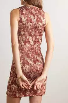 GANNI + NET SUSTAIN присборенное платье мини из эластичного переработанного атласа, апельсин