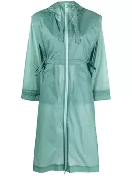 GANNI пальто Oversized Zipper с капюшоном и логотипом, зеленый