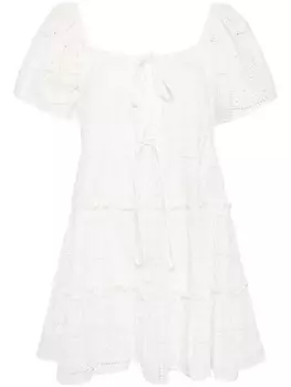 GANNI платье из многослойной ткани Broderie Anglaise, белый