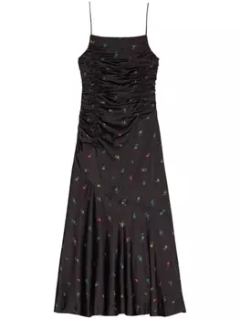 GANNI платье-комбинация со сборками, черный