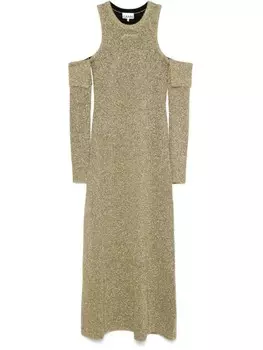 GANNI платье макси с открытыми плечами, золотой