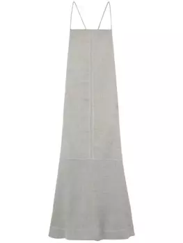 GANNI платье макси с завязками из меланжа, серый