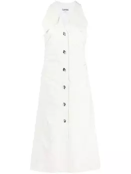 GANNI платье миди с V-образным вырезом, желтый