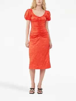 GANNI платье миди со сборками, красный