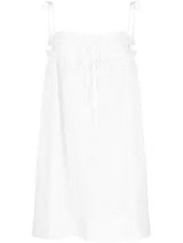 GANNI платье мини с английской вышивкой, белый