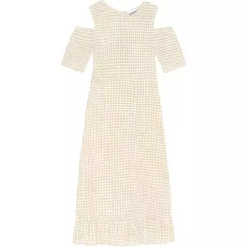 GANNI Платье с короткими рукавами женское светло-хаки