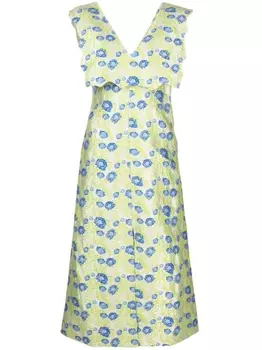 GANNI платье с узором, зеленый