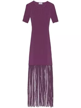 GANNI платье в рубчик с бахромой, фиолетовый
