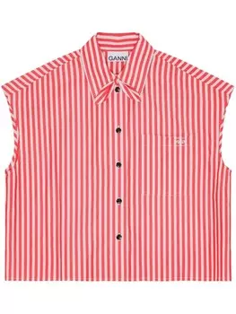 GANNI полосатая рубашка без рукавов, красный