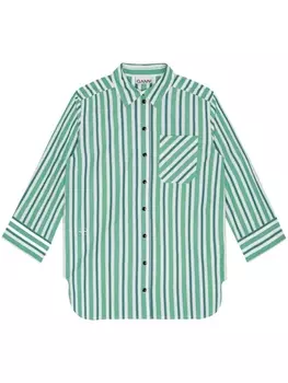 GANNI полосатая рубашка из органического хлопка, зеленый